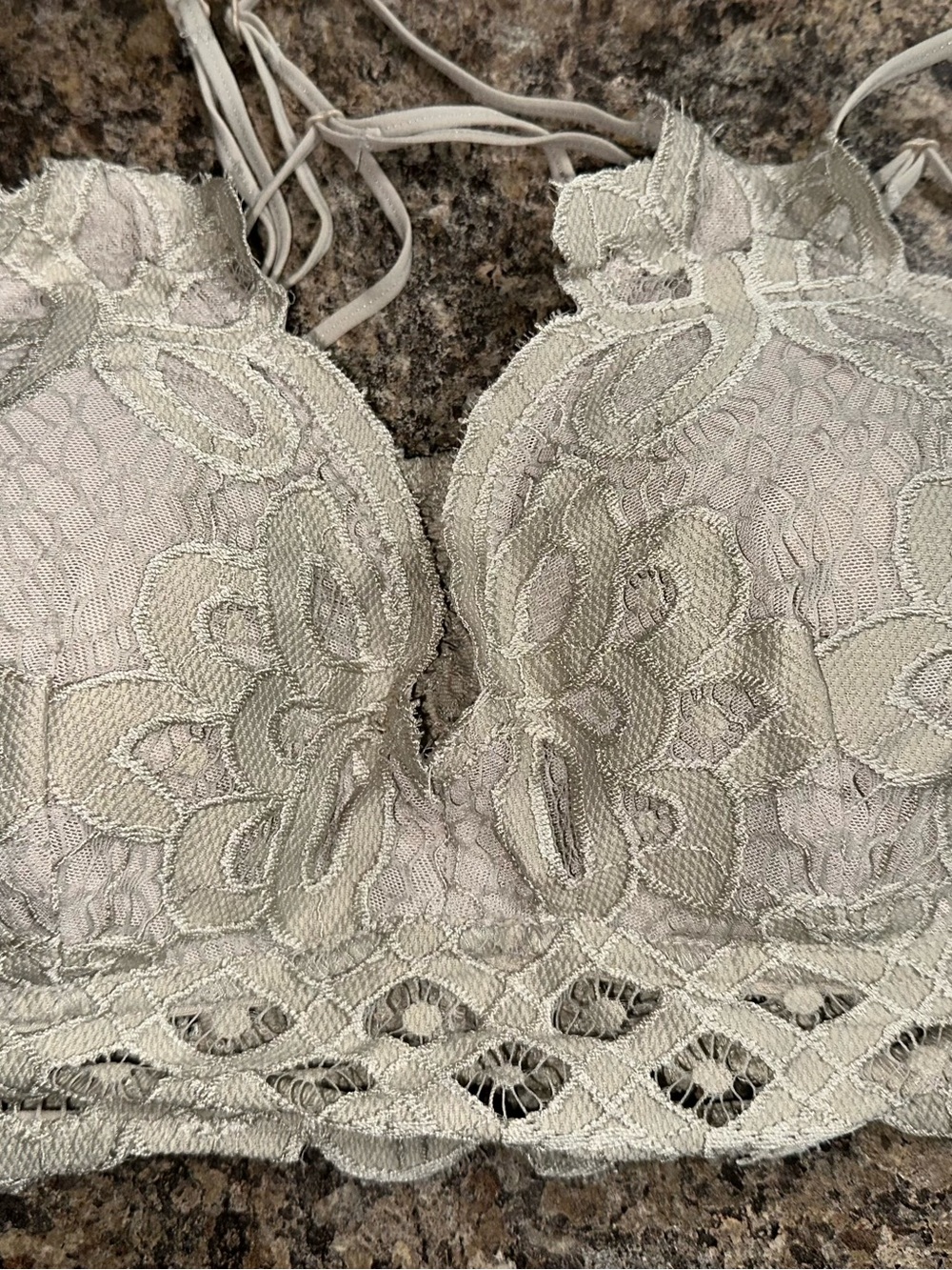 Wishlist Lace Floral Bralette in Light Tan/Cream Color.